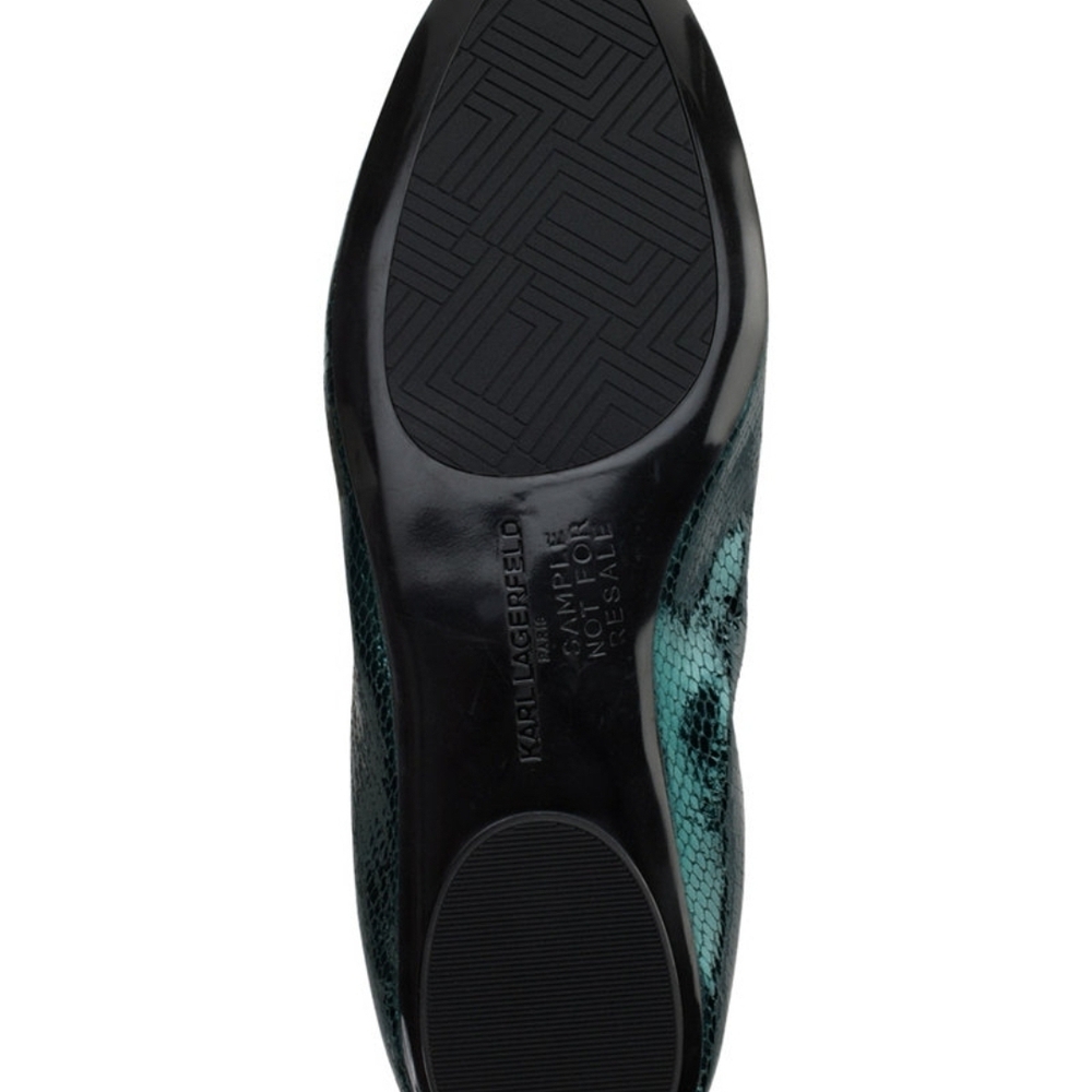 Karl Lagerfeld Velma Almond Toe Forest Green Ballet Flats - Picture 3 of 12